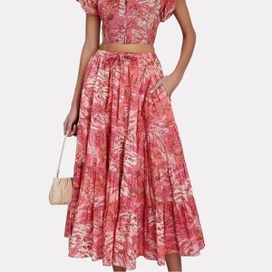 Ulla Johnson Makana Tiered Cotton Poplin Midi Skirt - Size 8